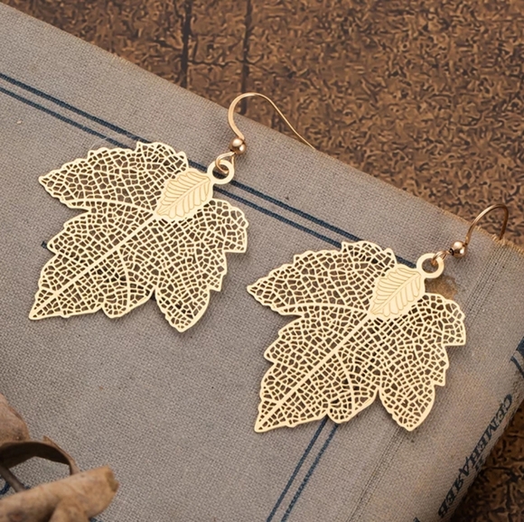 3 Pair Set Filigree Leaf Waterdrop Dangle Earring - Picture 12 of 16